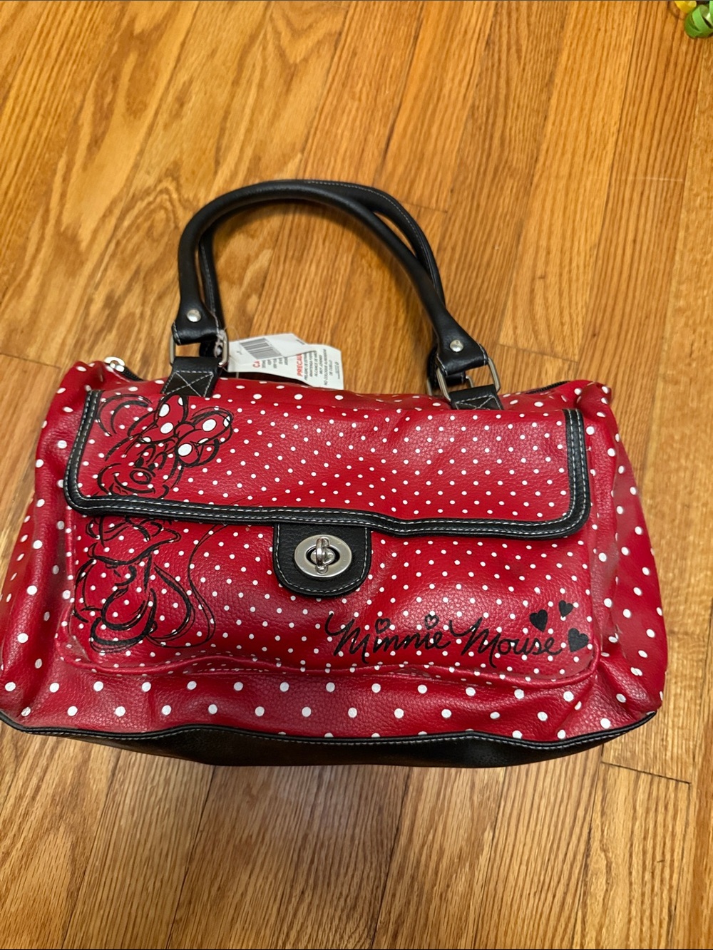 Disney Red Polka Dot Minnie Mouse Satchel with Black Trim NWT